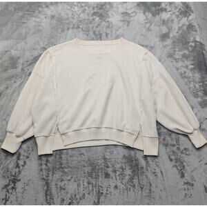 American Eagle Sweatshirt Womens S Cream Reverse Fleece Feels Seriously Huggable